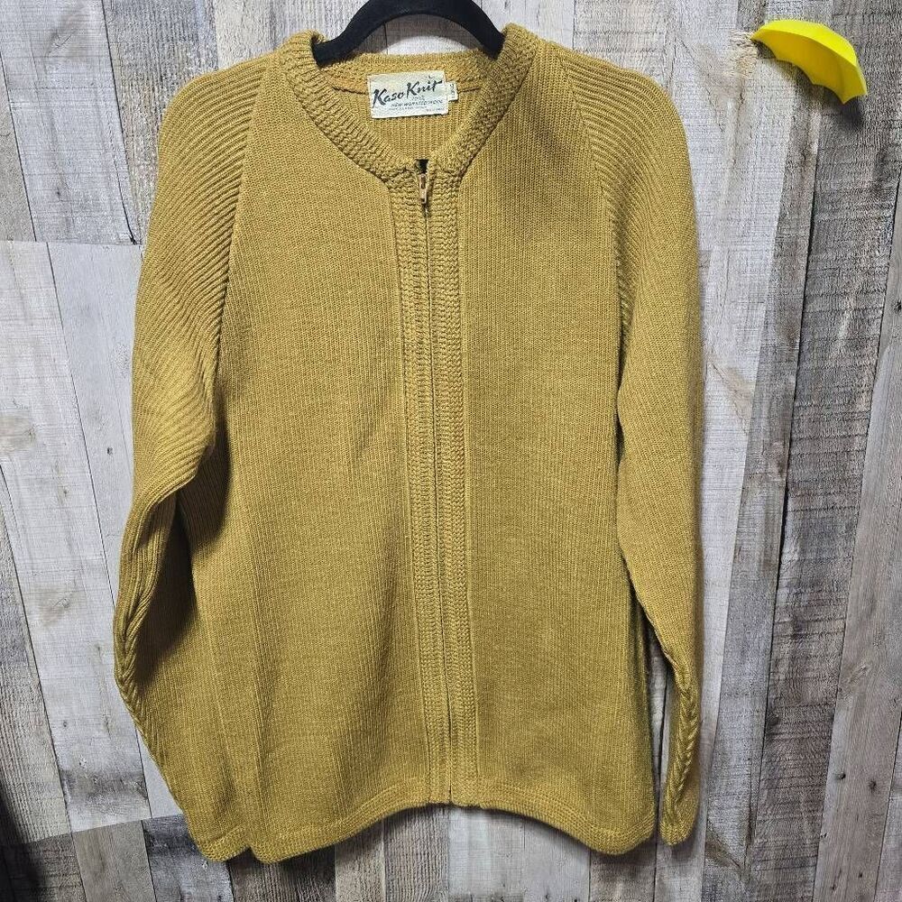 Kaso Knit Marigold Knit Worsted Wool Vintage 1960's Zip Sweater Jacket